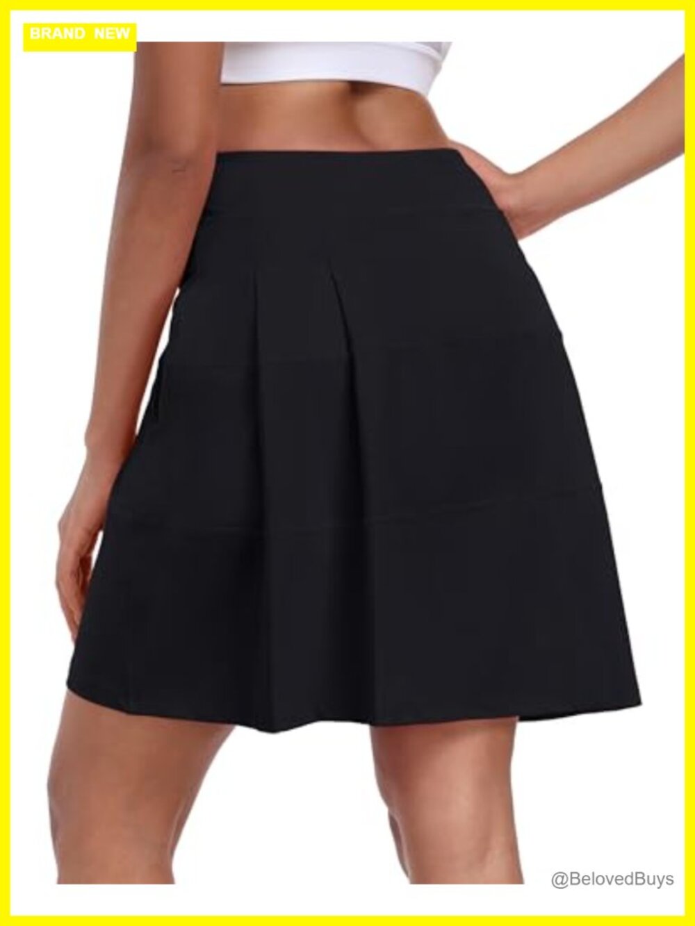 Pleated Back Tennis Skort High Waist Athletic Skirt with Pockets
